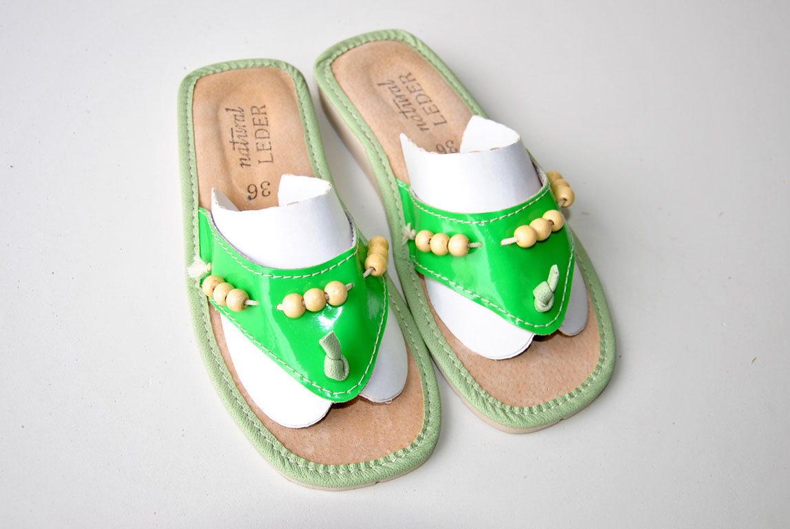 Wsuwki japonki – zielone, Pantofle Regionalne, Pantofle Góralskie, Producent Pantofli - KARPATY